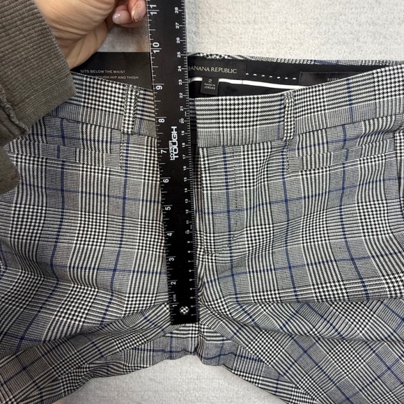 Banana Republic Sloan Skinny Fit Glen Plaid Pants Blue Gray Womens Size 2 NEW - Picture 6 of 10